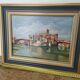 Oil painting on canvas - View of Tiber Island (Rome) - Corot style