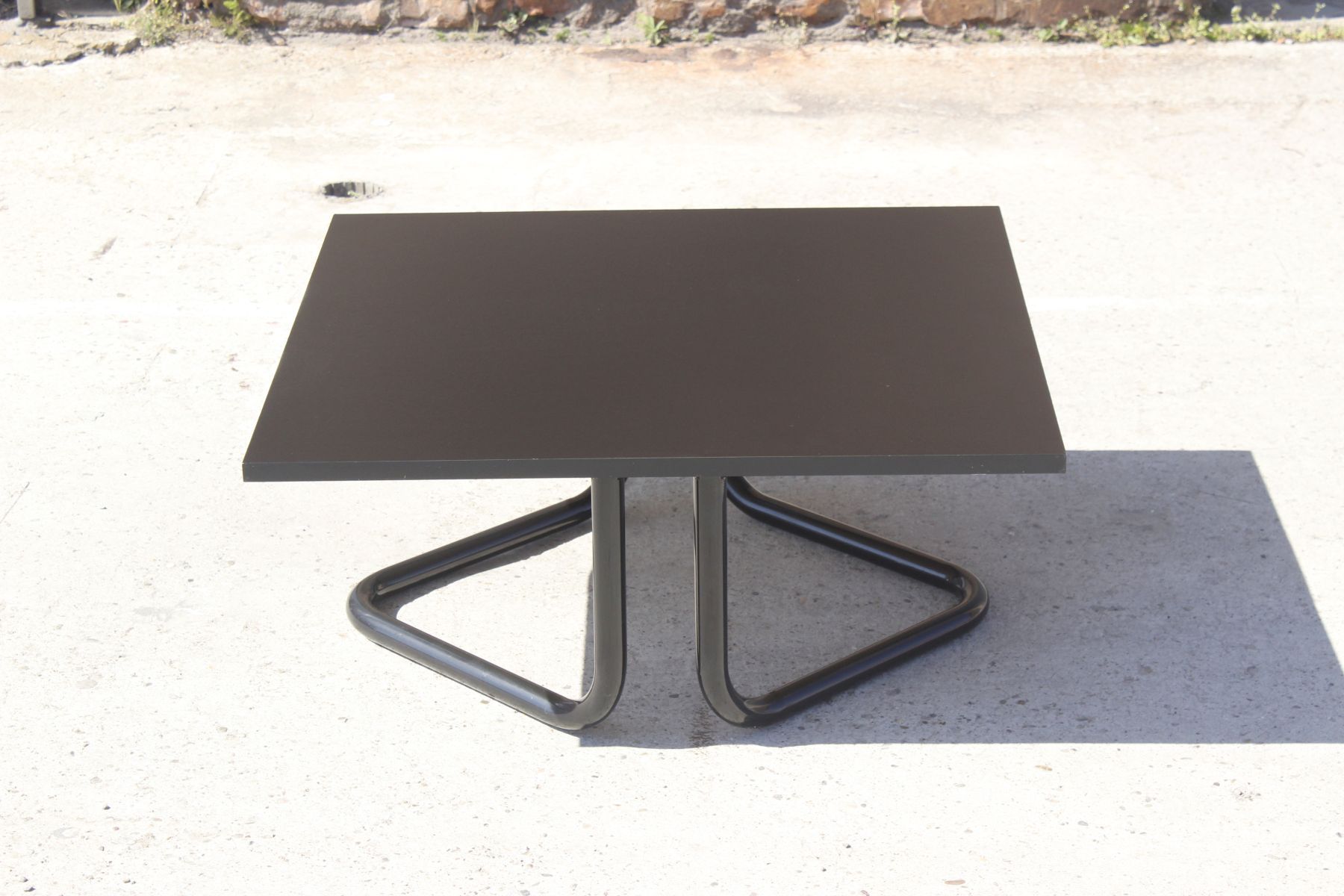 Vintage coffee table in steel and black melamine by Airborne, france, 1990s