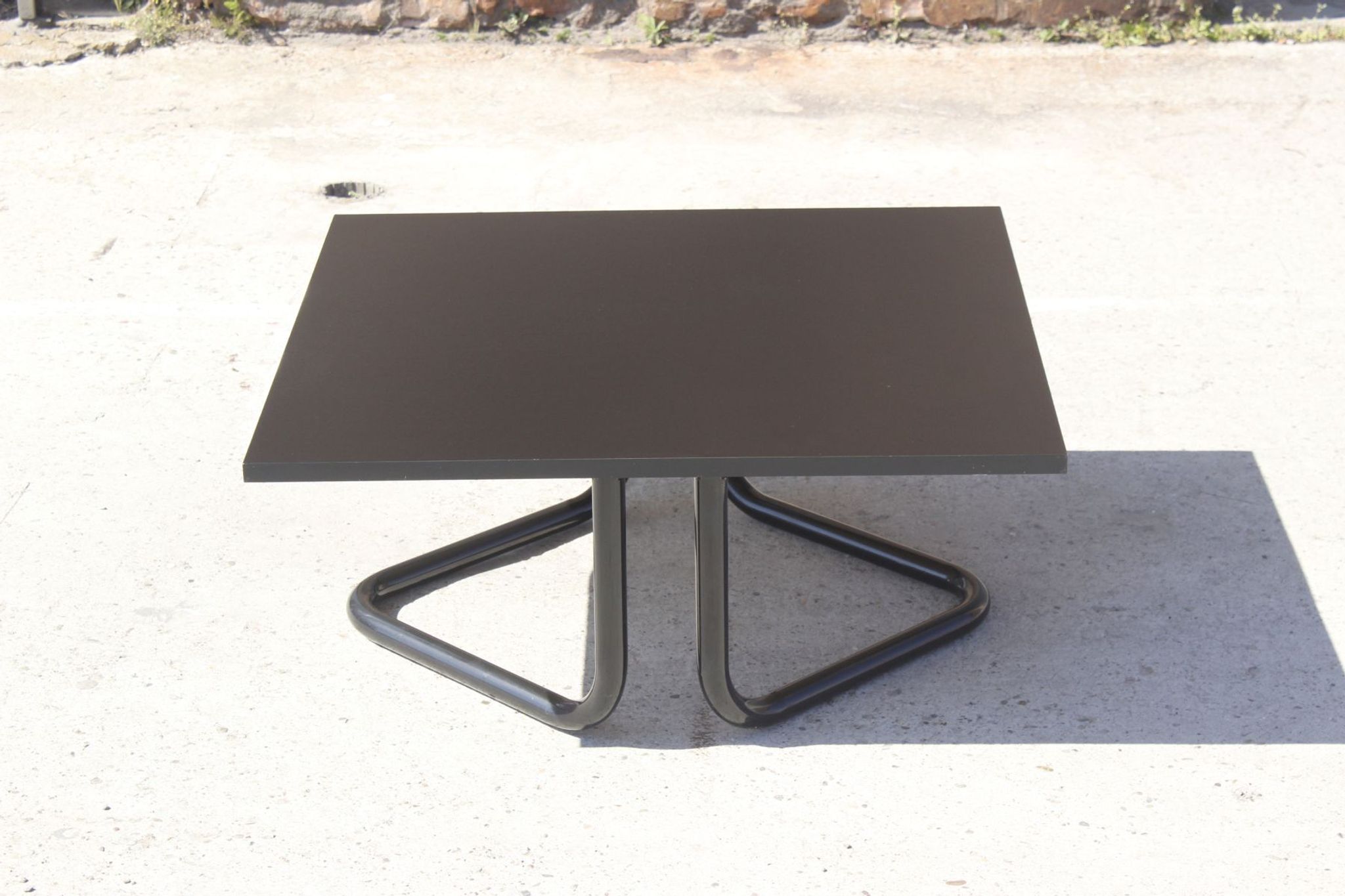 Vintage coffee table in steel and black melamine by Airborne, france, 1990s