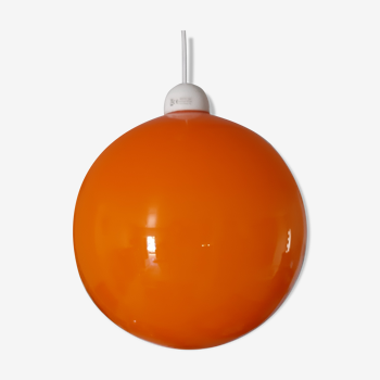 Suspension Vintage Opaline Orange et Blanche