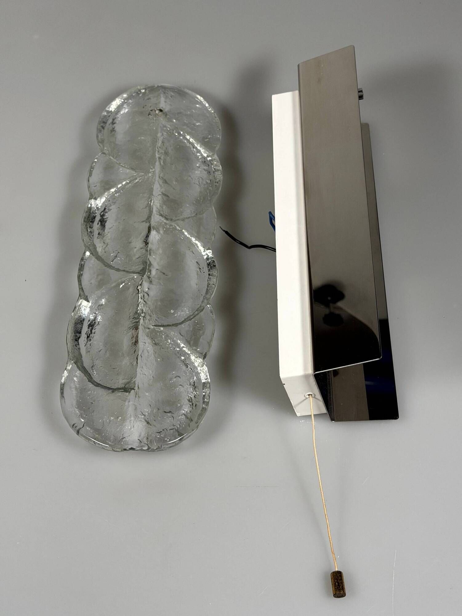 1960s 1970s Ice Glass Wall Sconce by J.T. Kalmar Franken KG Austria