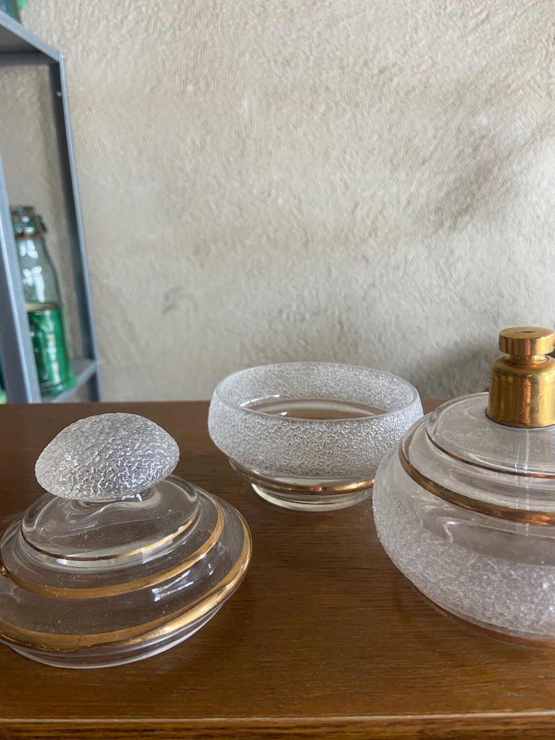 Trio of glass toiletries