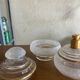Trio of glass toiletries