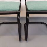 Set of 4 vintage Marcel Breuer Cesca B32 Bauhaus style chairs in black metal, black wood and v fabric