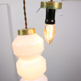 Mid-century opaline & brass pendant lamp
