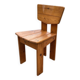 Vintage Brutalist Pine Chair 1970s Minimalist Wood Design