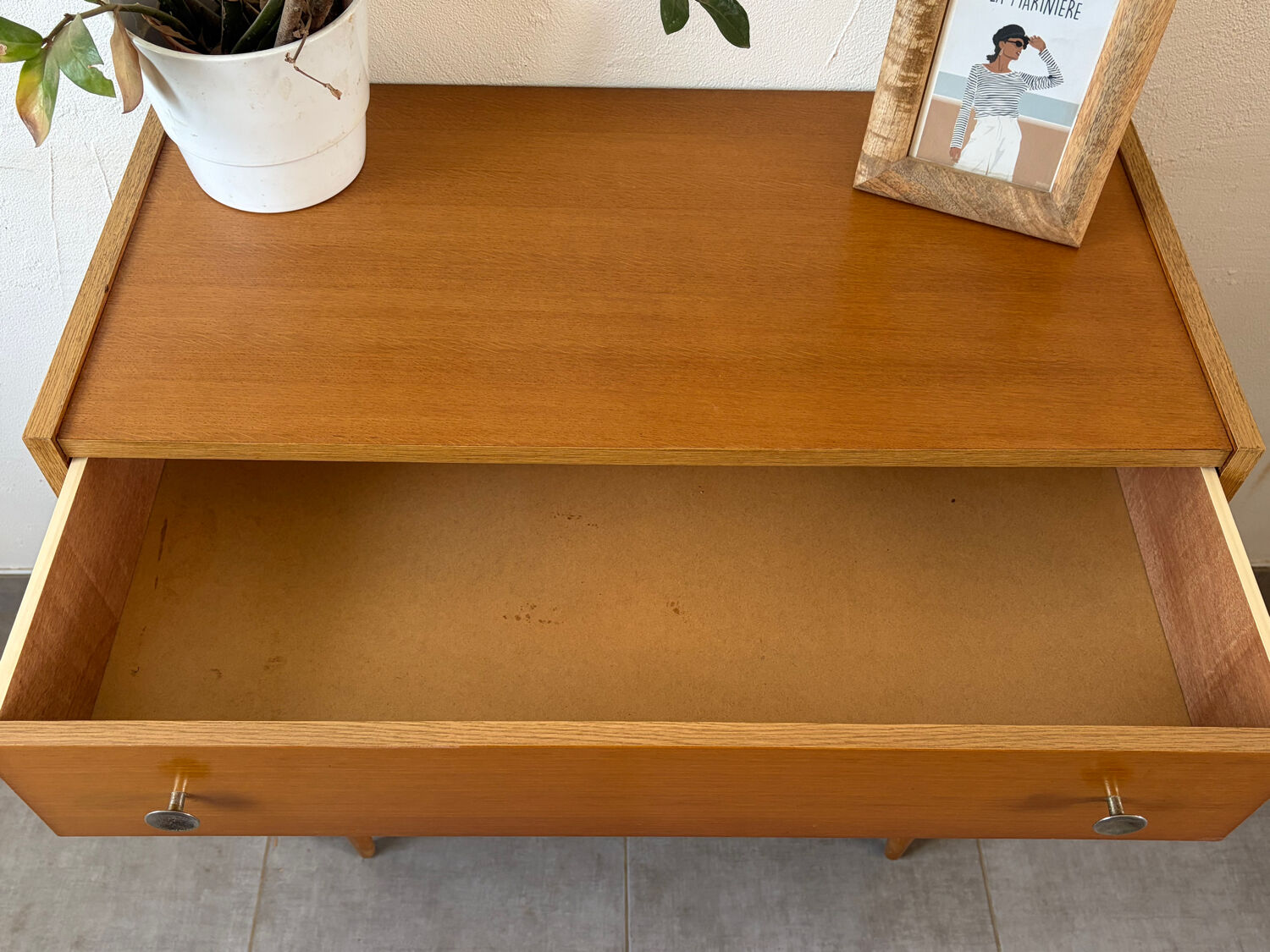 Vintage oak commode from the 1960s.