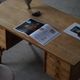 Free-standing oak desk by Henning Kjærnulf, mid-century Danish modernism, 1950s.