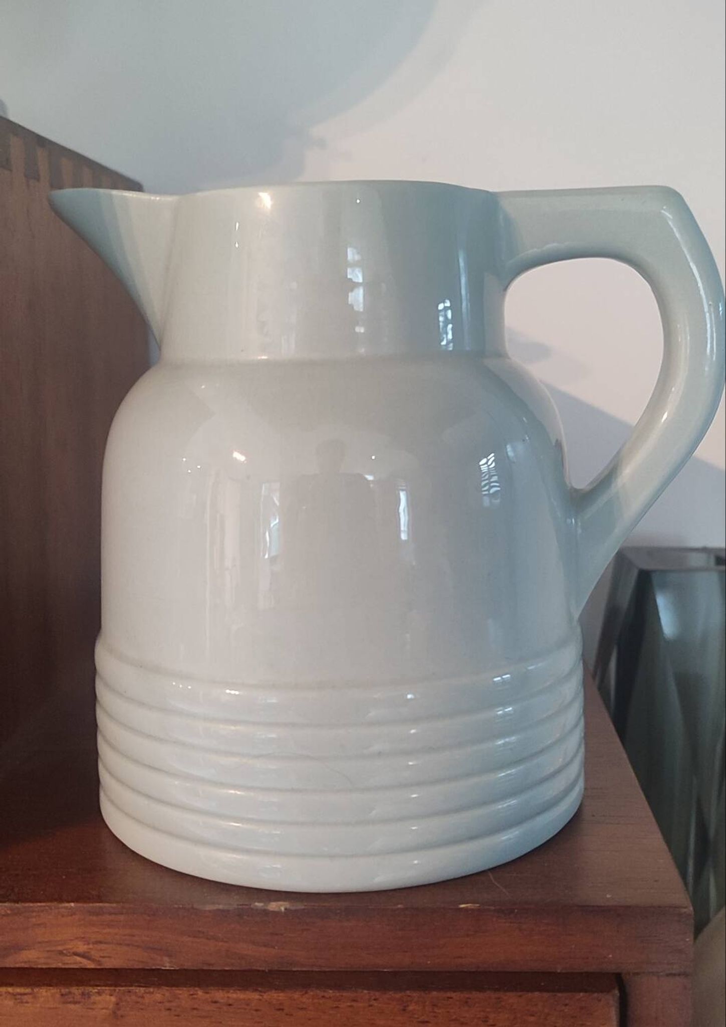Art Deco Pichet Longwy, Celadon Green. 1930s-1940s.