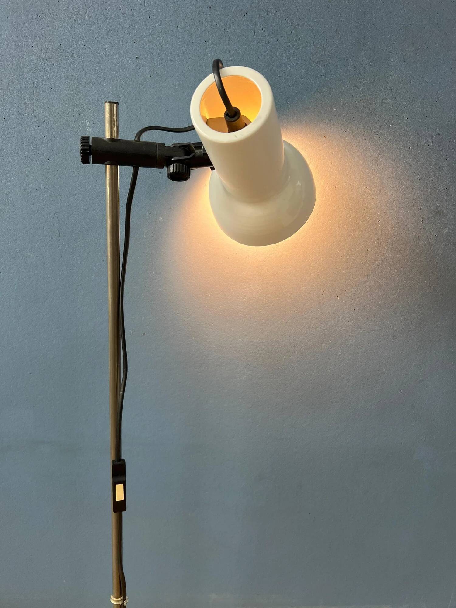 Small white mid-century floor lamp