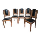 Set of 5 Art Deco chairs + one with a broken leg.