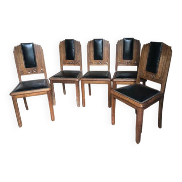 Lot de 5 chaises Art deco + une avec pied cassé