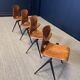 Ensemble de 4 chaises Galvanitas S22 chêne Pays-Bas années 70
