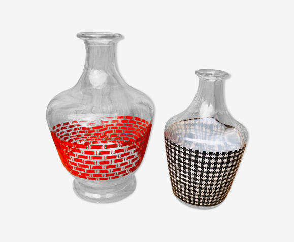Lot de 2 carafe sérigraphie années 50