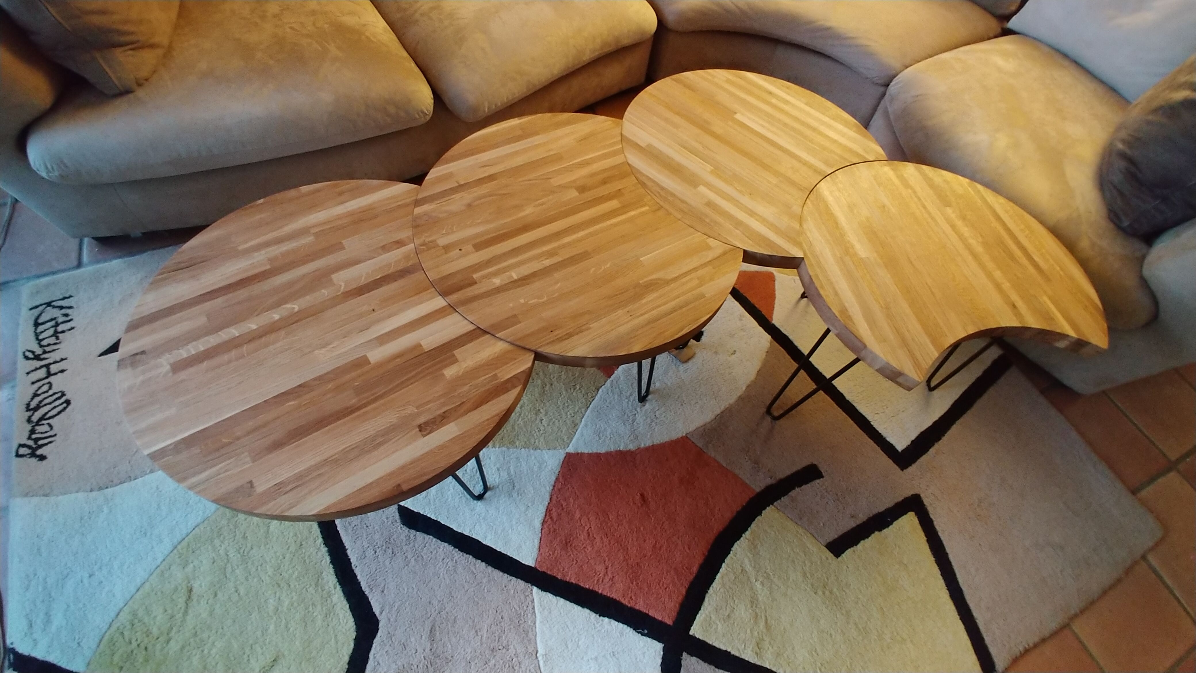 Industrial-style solid wood modular coffee table