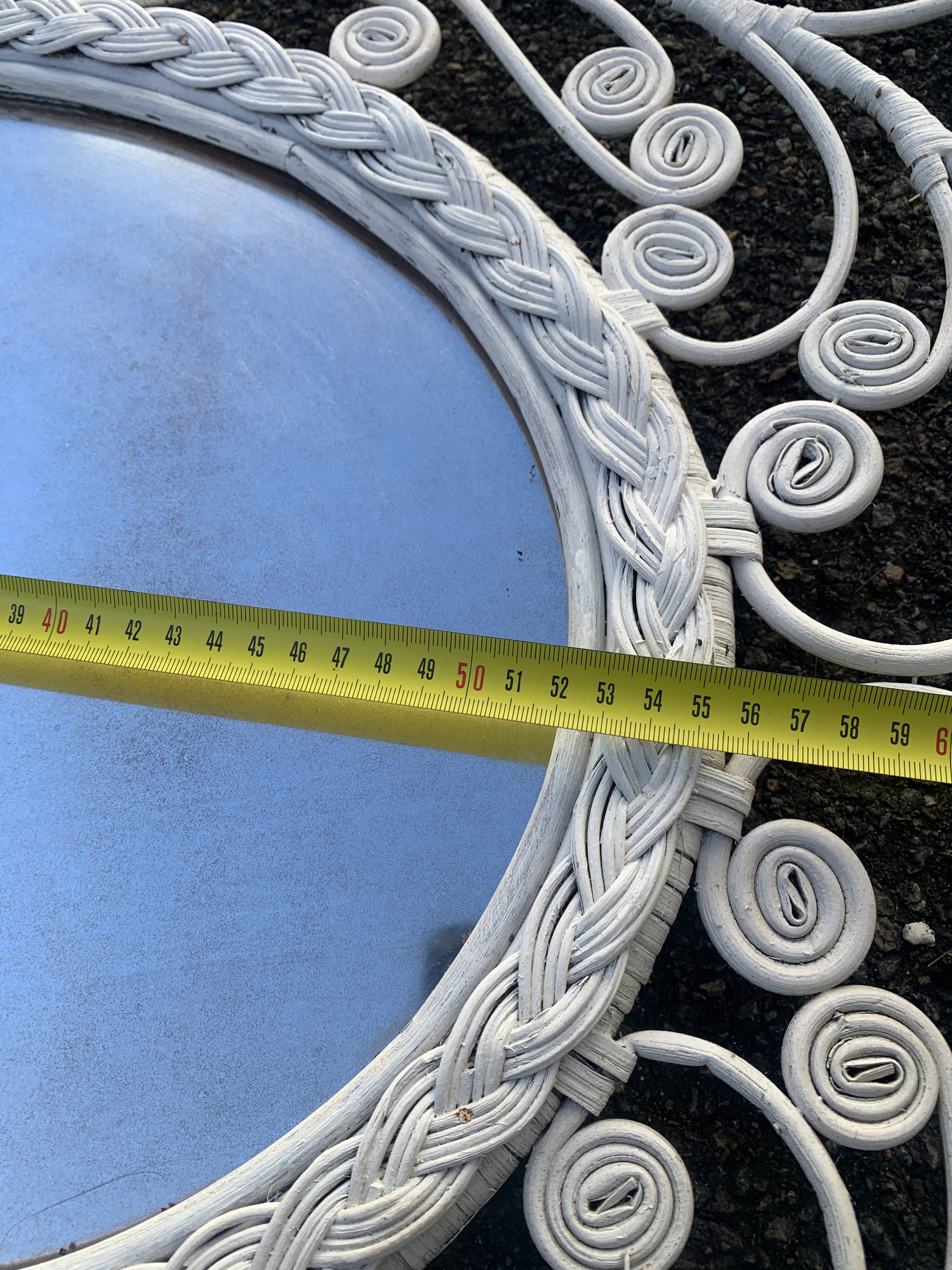 large white rattan mirror 77 x 60