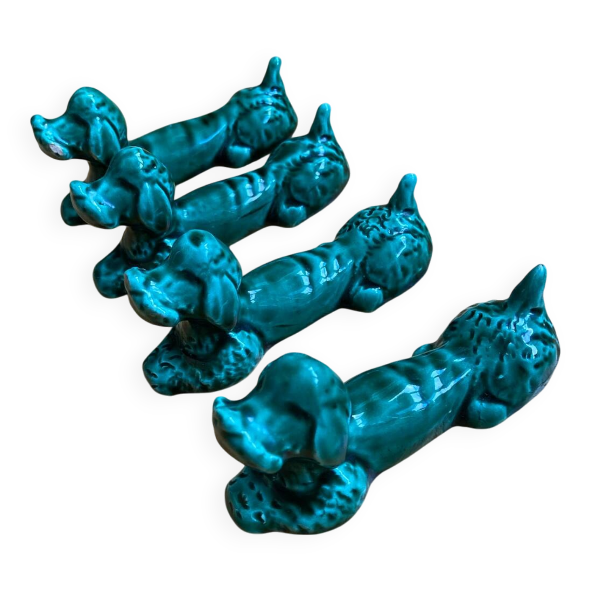 Green ceramic dog knife holder