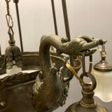 Antique italian liberty chandelier in bronze, 1940s
