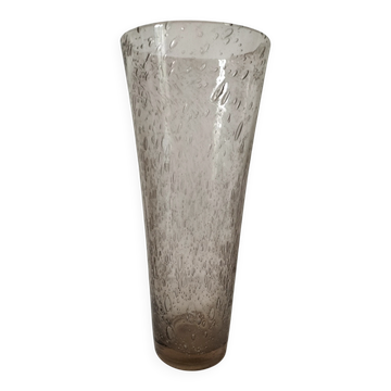 Bubble glass vase signed Biot – Pink beige