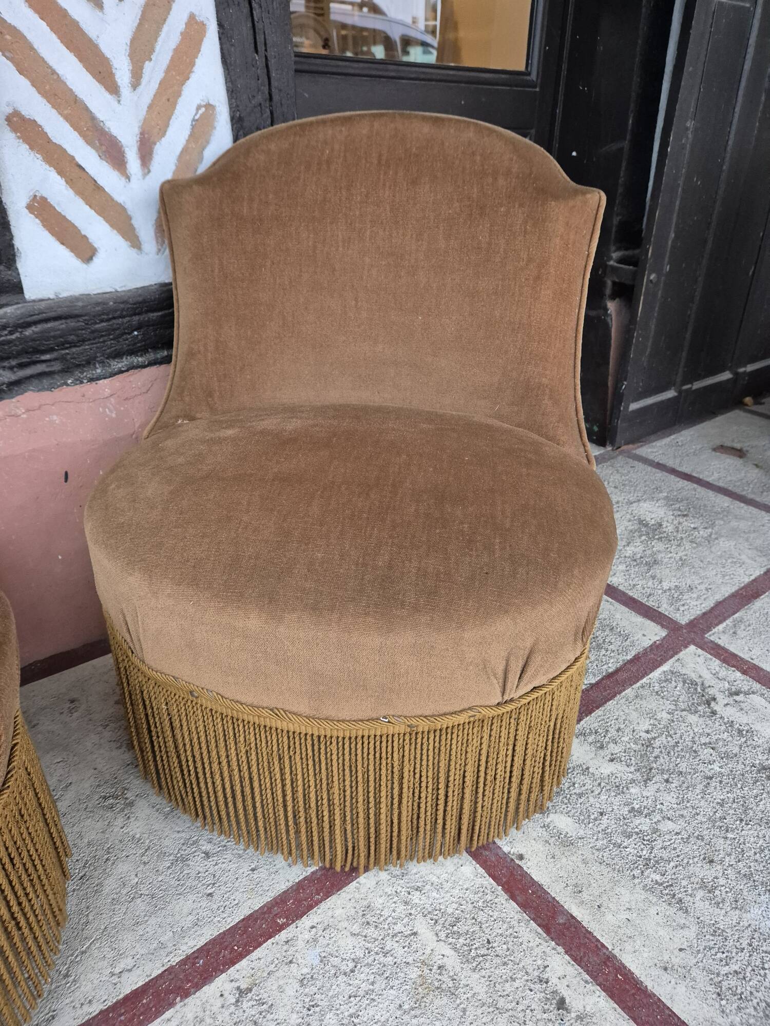 Pair of Napoleon III toad armchairs