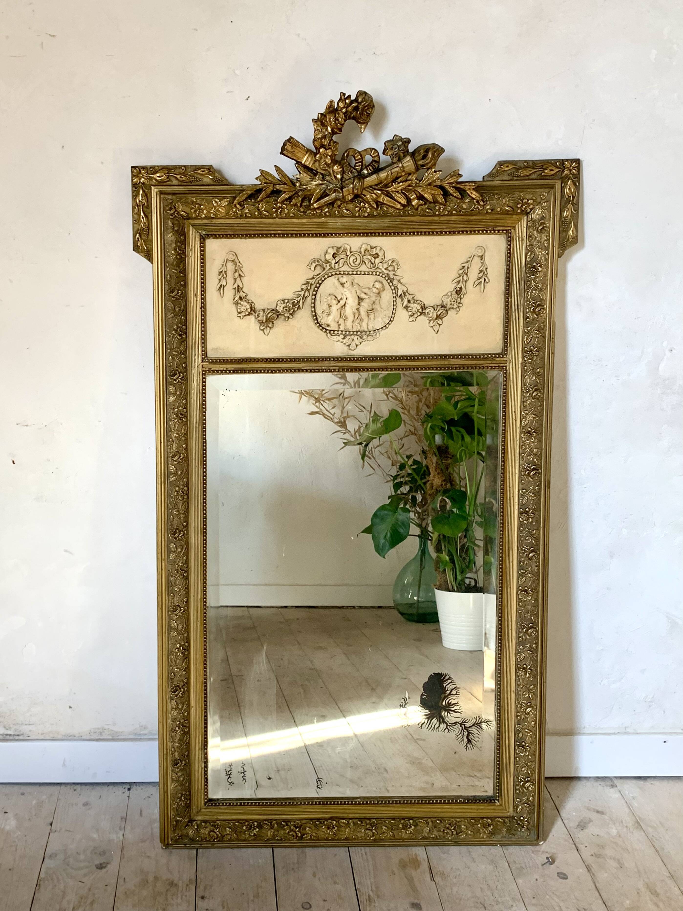 Gilded trumeau fireplace mirror