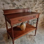 Console en acajou antique avec tiroir et étagère, table de service française, vers 1900