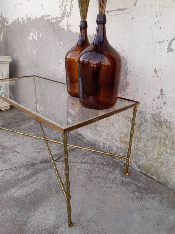 Table basse en laiton style bambou