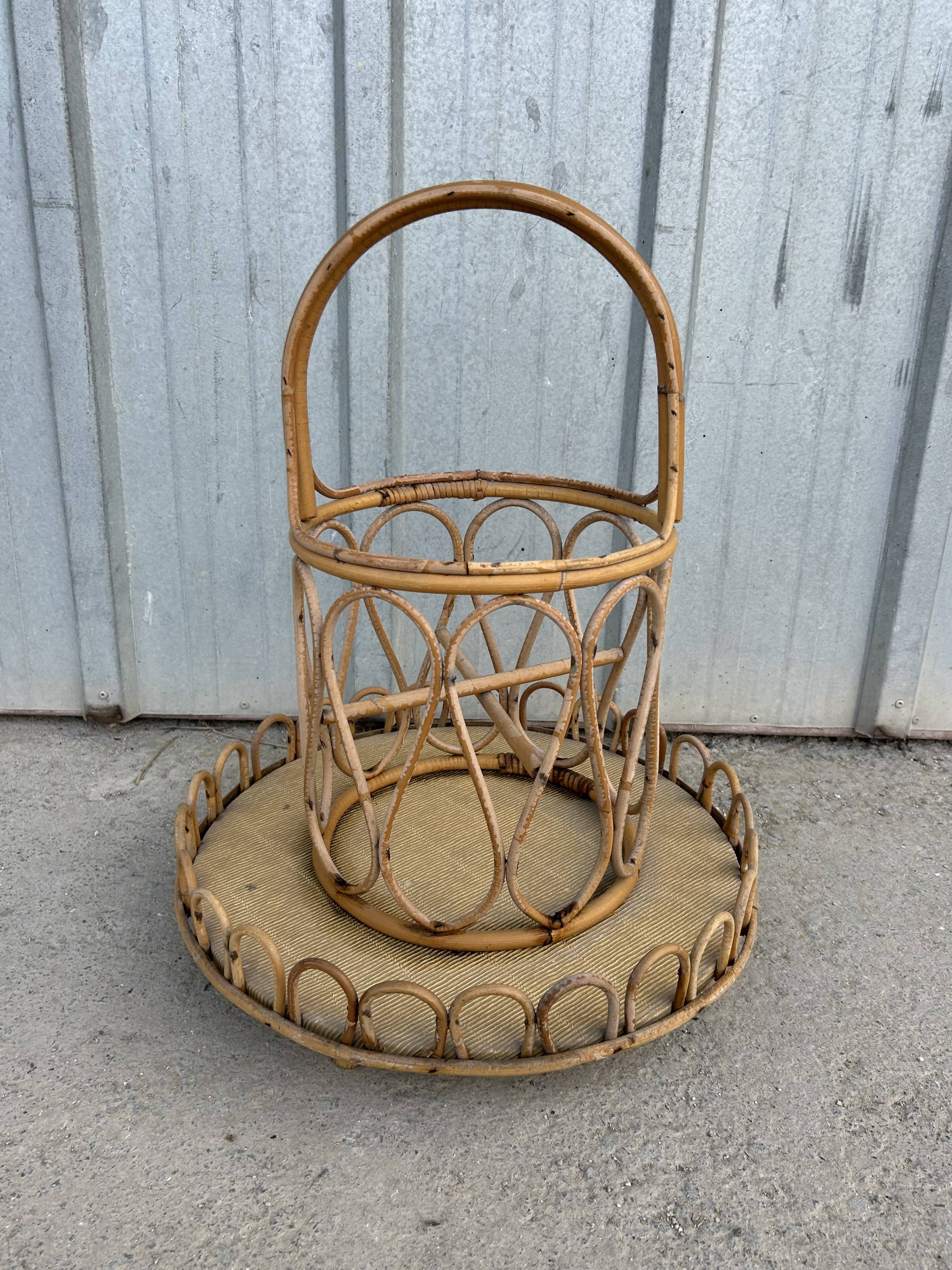 Rattan bottle holder, vintage server