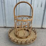 Rattan bottle holder, vintage server