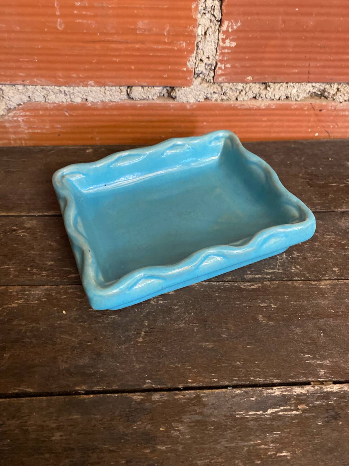 Old Poche D YRONDY Turquoise Blue Ceramic Made In France Wine