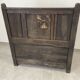 Chest bench in natural wood carved with Gothic motifs