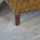 Fauteuil Style Colonial-Rotin tressé-Vintage-coussin simili cuir