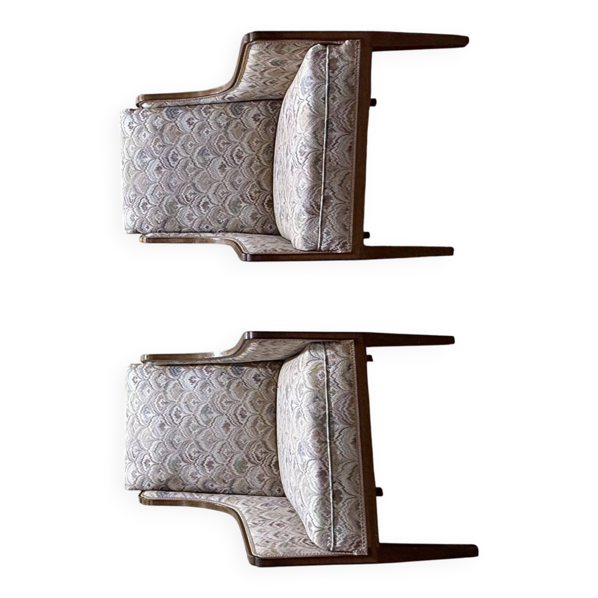 Pair of English / Art Deco style wingback armchairs