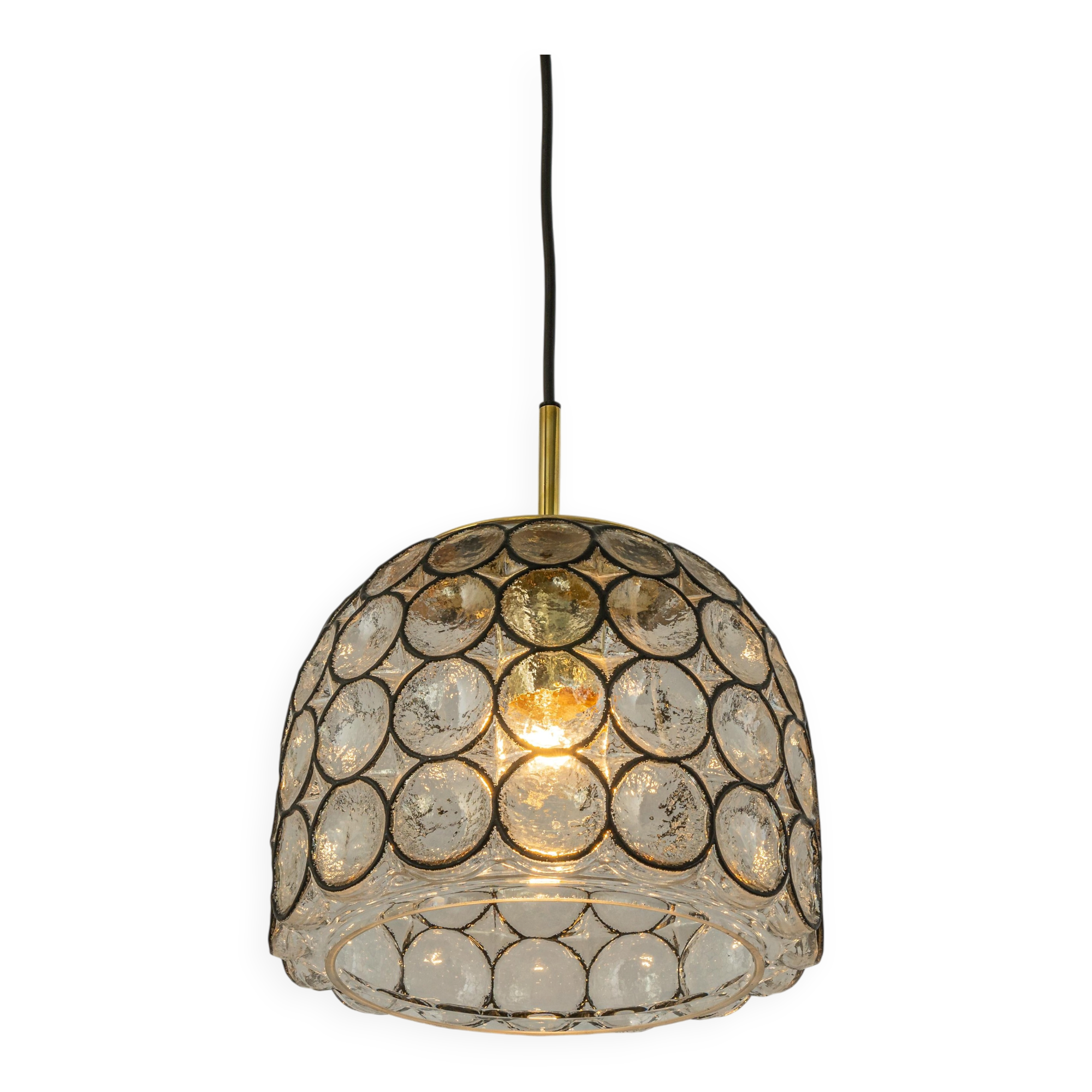 Iron and clear glass pendant from Limburg, Germany, 1960s.