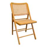 Folding wooden and cane chair