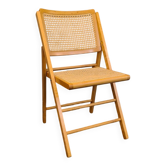 Folding wooden and cane chair