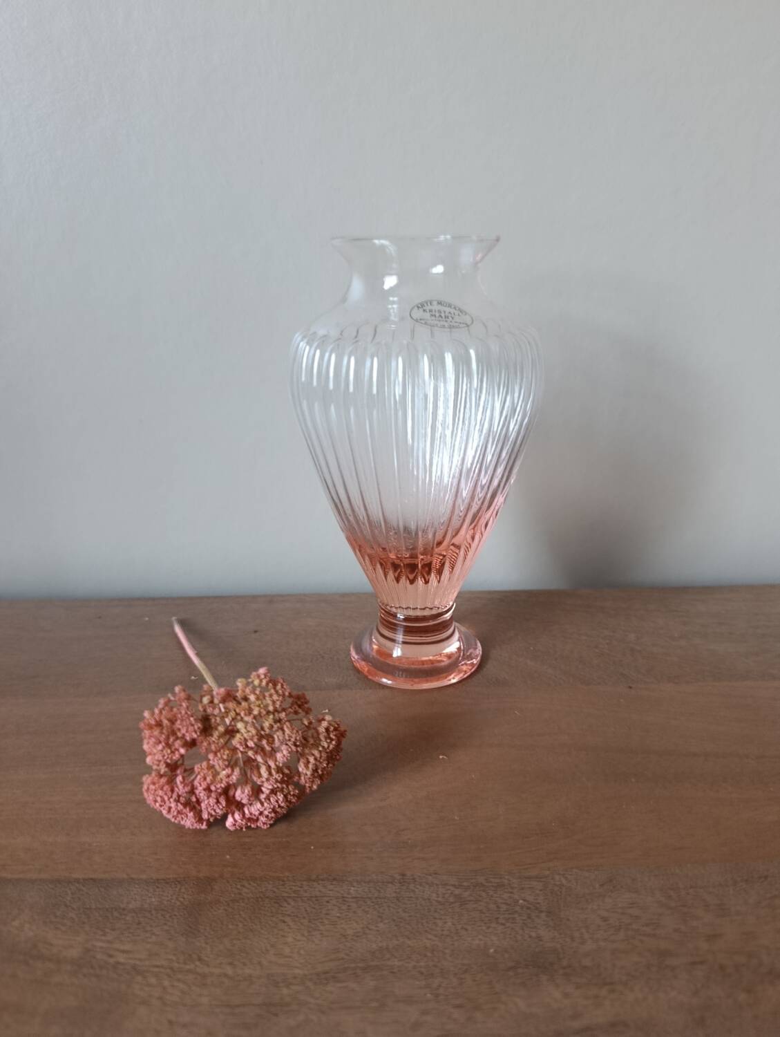 Murano pink gadrooned vase | Kristall Mary workshop - Italy |