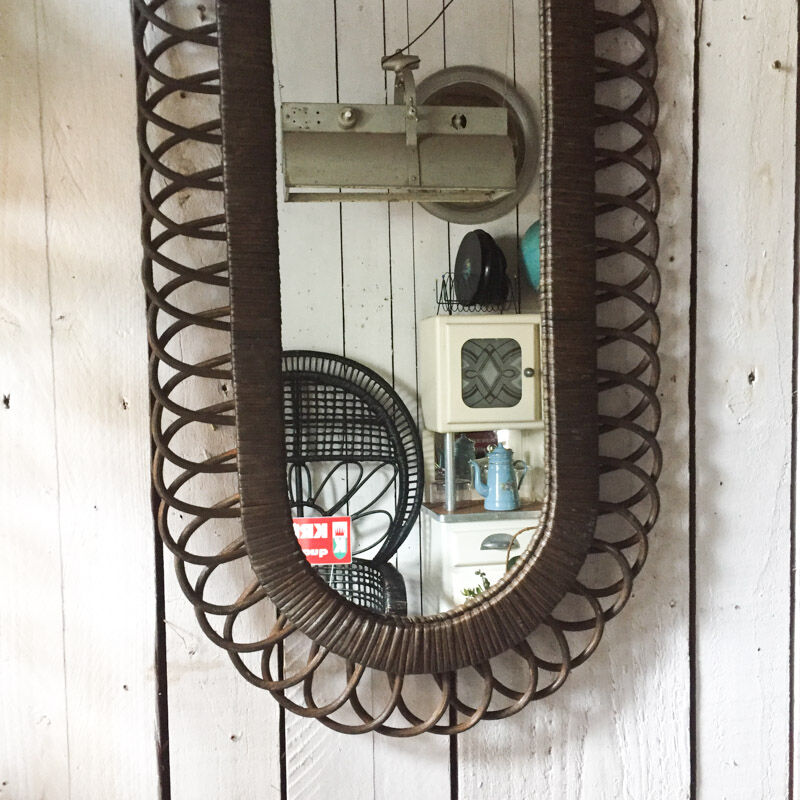 Mirror rattan 44x96cm