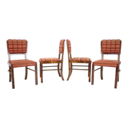 1930s set of 4 art deco dining chairs, czechoslovakia