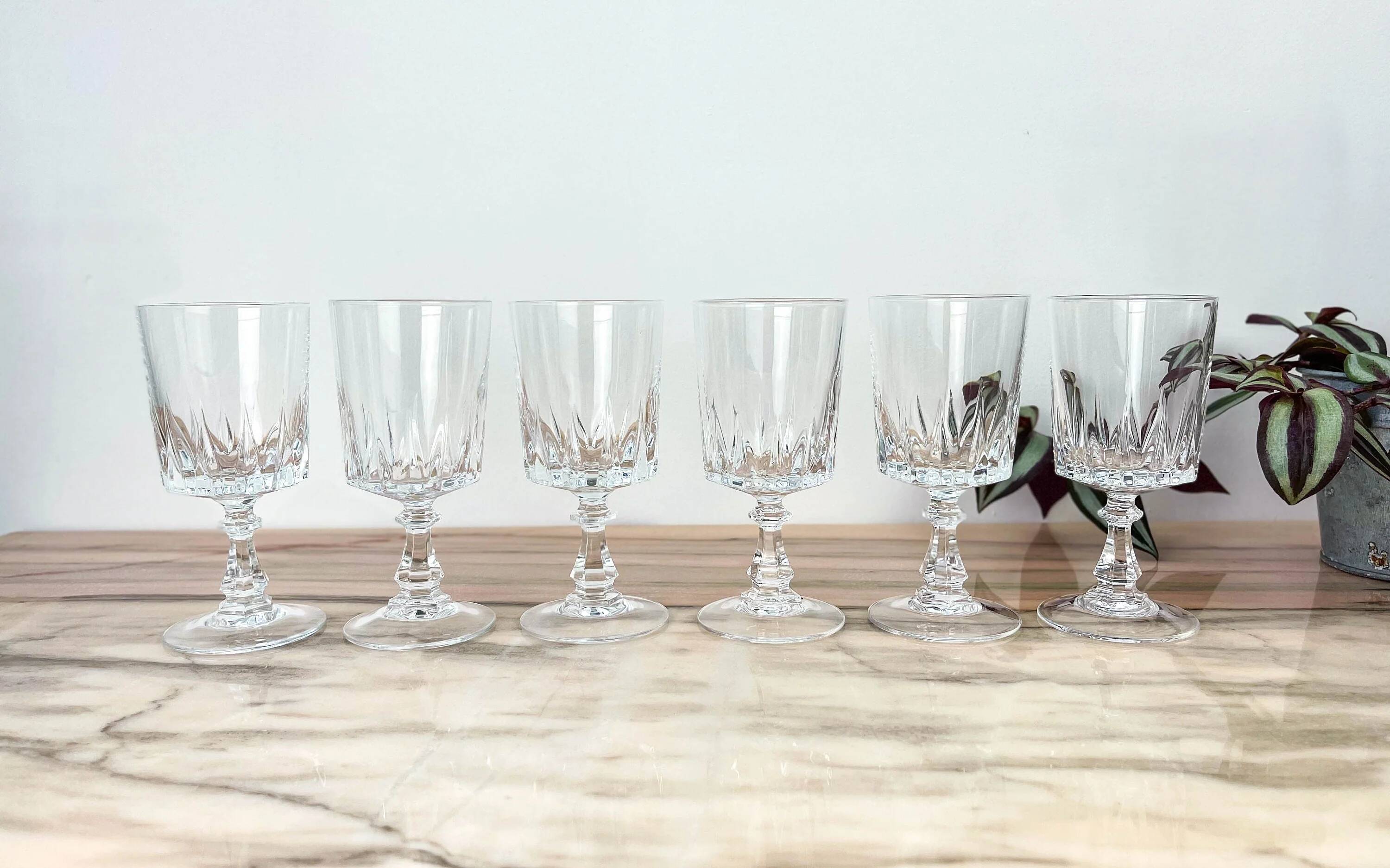 6 Cristal D'Arques Louvre model white wine glasses