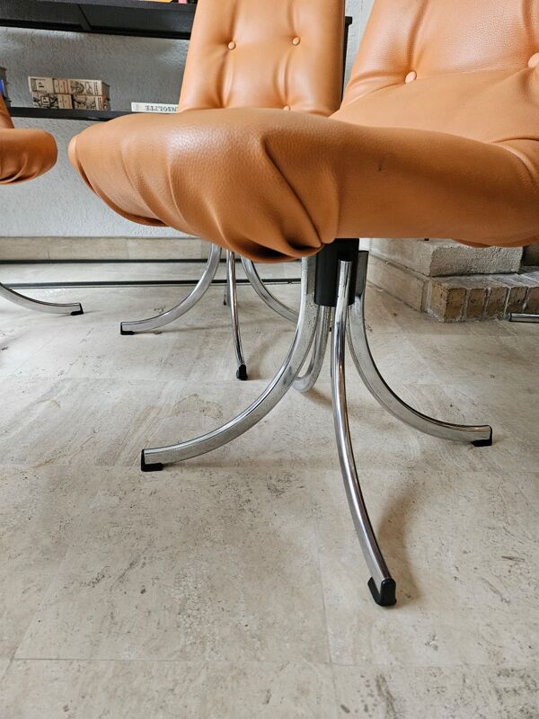 4 chaises pivotantes Gastone Rinaldi pour Rima