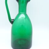 Green blown glass pitcher vase