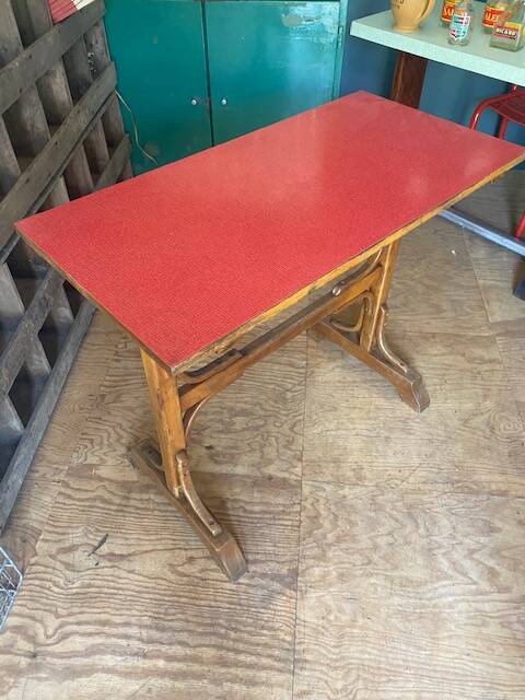 Red Formica bistro table 1950