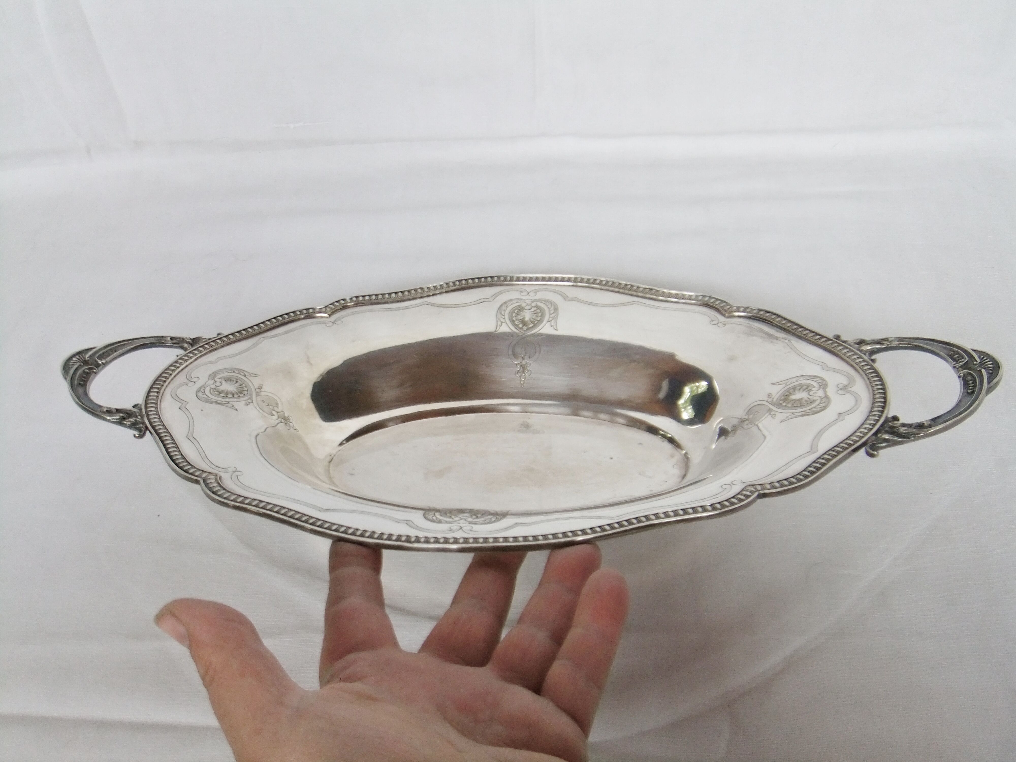Service silver metal punch bird Phoenix tray handle
