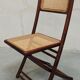Chaises pliantes en bois et cannage, 80's