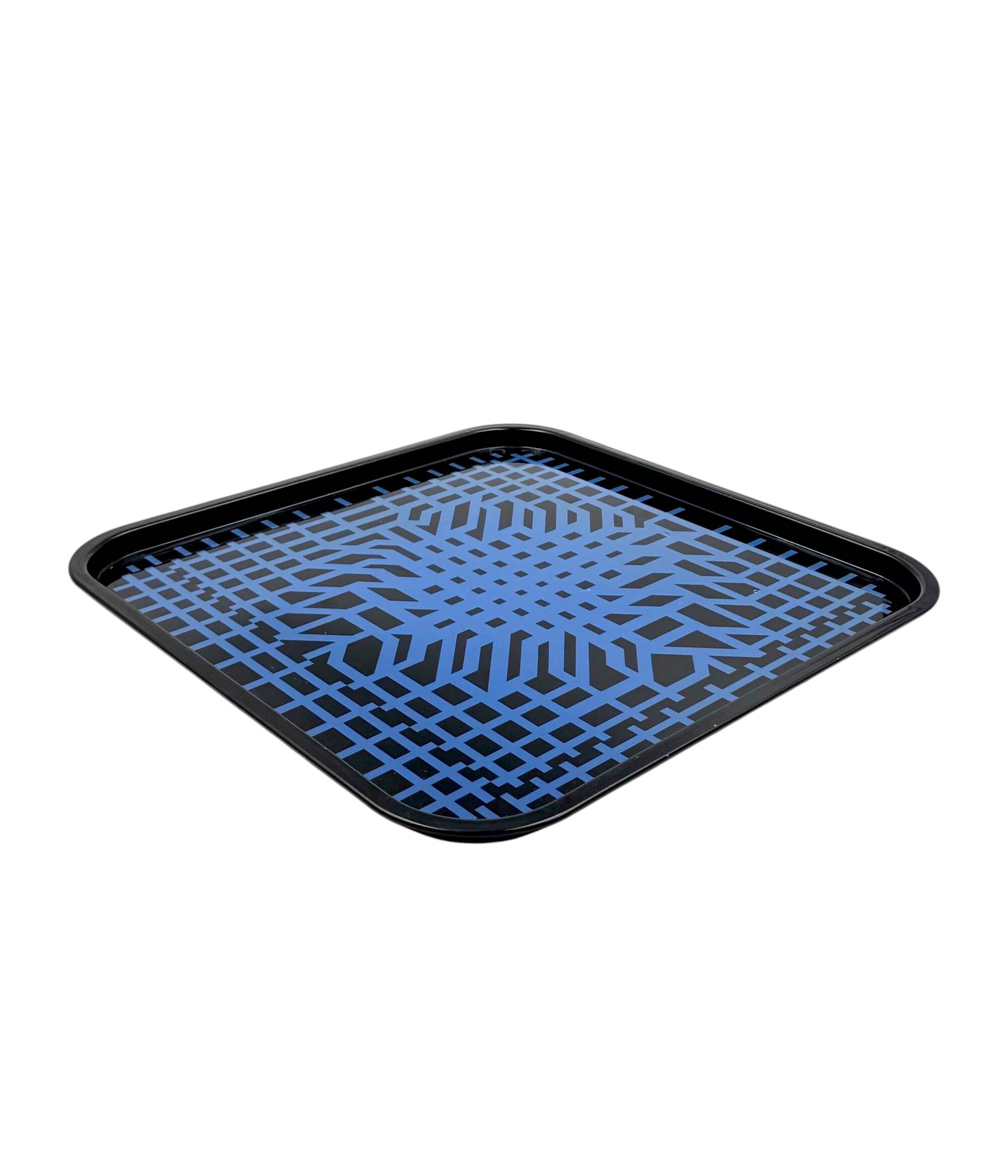 Victor Vasarely, Space age Op art metal tray, Limited edition Metalgraf Ita