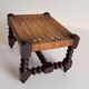 Antique French Turned Wood and Woven Rattan Footstool/ Sidetable