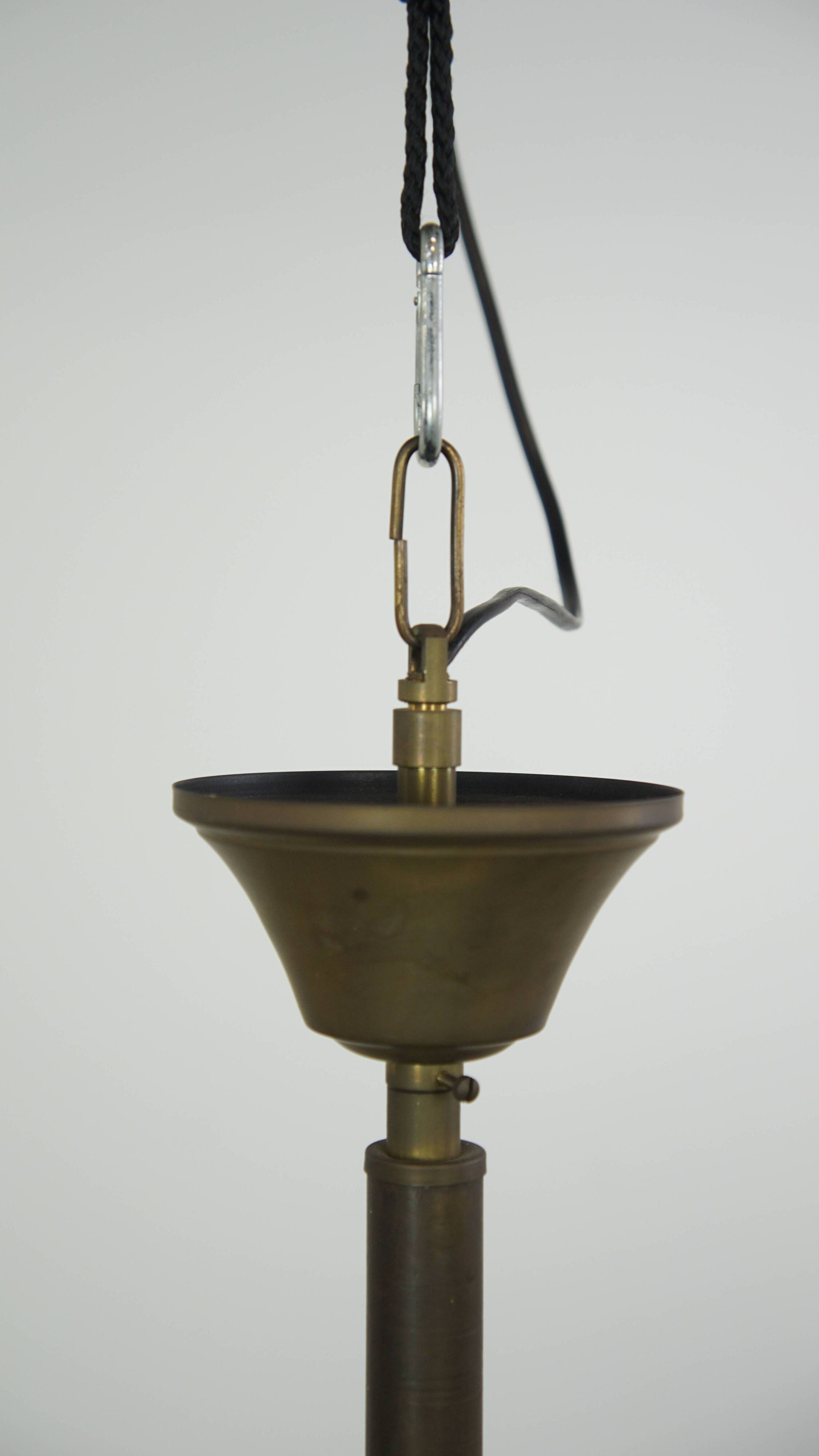 Charming vintage glass globe pendant lamp, milk glass in ArtDeco style