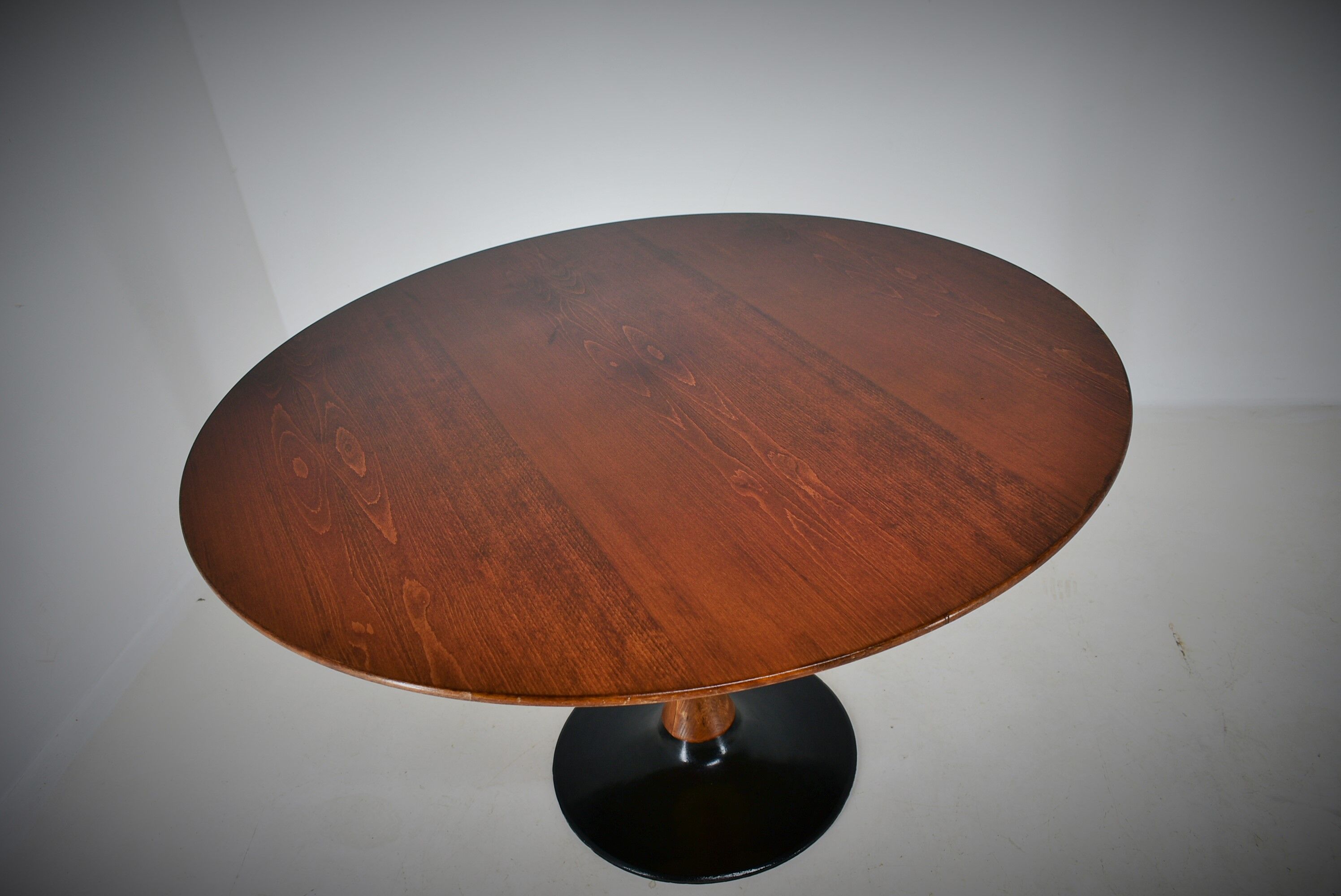 1969s beech round dining table, Czechoslovakia