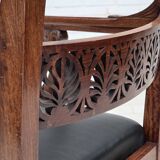 1920-30s, set of 2 armchairs, design after Georges Jacob, carved teak wood.